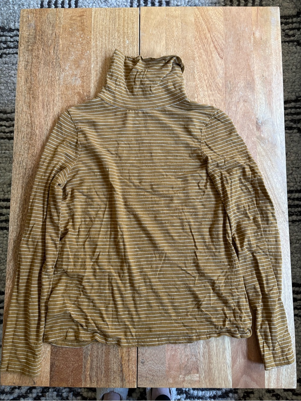 Women’s  Turtleneck Long-Sleeve Striped  - mustard yellow